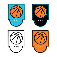 Sticker - Basketball Emblem Icons Set