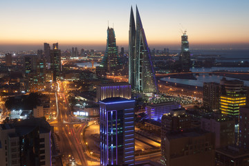 Fototapete - Manama City at night, Bahrain
