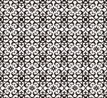 Seamless Background Image Of Vintage Black White Spiral Kaleidoscope Flower Pattern.
