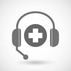 Wall Mural - Remote assistance headset icon with  a round pharmacy sign