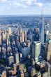 Aerial view of One World Trade Center and Manhattan skyline from the helicopter.