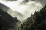 Fototapeta Góry - High mountain in mist and cloud
