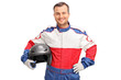 © Ljupco Smokovski - Young car racer holding a gray helmet