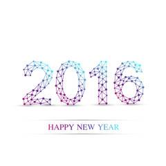 Poster - Text design Happy new year 2016. Molecule and communication vector . Connected lines with dots