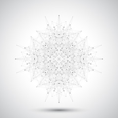 Poster - Geometric abstract form with connected lines and dots. Vector illustration