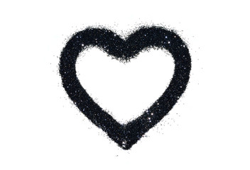 Wall Mural - Abstract heart of black glitter sparkle on white background