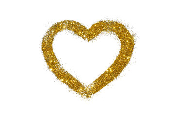 Wall Mural - Abstract heart of golden glitter sparkle on white background