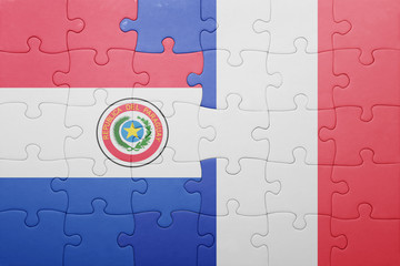 puzzle with the national flag of paraguay and france