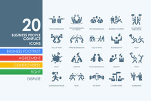Set Of Business People Conflict Icons