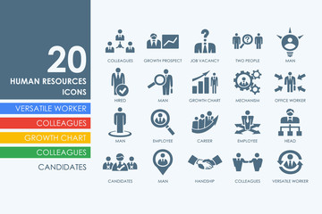 Poster - Set of human resources icons