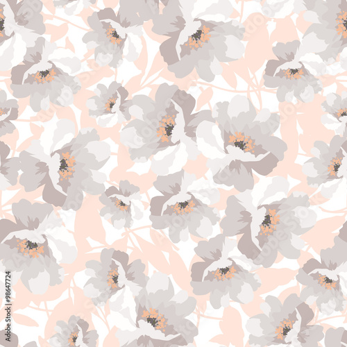 Obraz w ramie Seamless elegant pattern with flowers roses