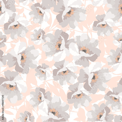 Naklejka - mata magnetyczna na lodówkę Seamless elegant pattern with flowers roses