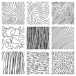 Set of ink hand drawn hatch texture. Collection of vector ink lines, points, hatching, strokes. Abstract black and white backgrounds.