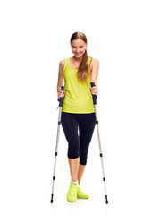 Nordic walking woman full length