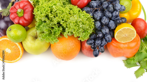 Plakat na zamówienie fruits and vegetables isolated on white background