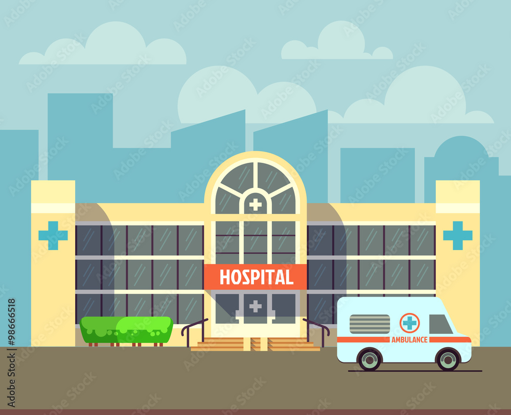 Vector Style Hospital Vector city hospital building in flat design style Stock Vector | Adobe ...