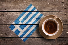 Greece Flag With Coffee
