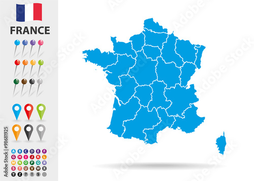 Cuadros en Lienzo Map of France in Europe