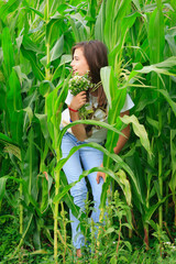 Wall Mural - Teenage girl get fun at the farm