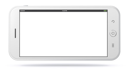 Wall Mural - horizontal white smartphone vector illustration on white background.