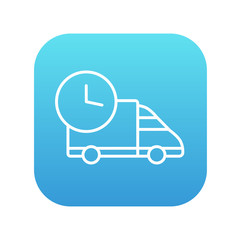 Sticker - Delivery truck line icon.