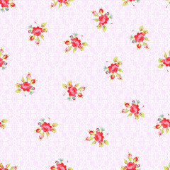   Seamless Pattern with small red roses