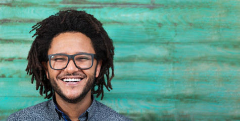 Wall Mural - Funky afro man on rustic  background