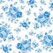 Floral pattern with blue rose