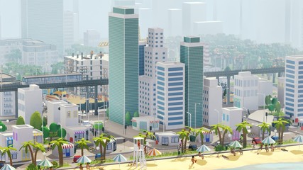 Wall Mural - Urban aerial view of the cityscape with skyscrapers, offices and shops.