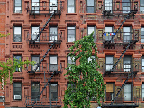 Manhattan Upper East Side Apartment Building With Steel Fire Escape Manhattan Upper East Side Apartment Building With Steel Fire Escape Ladders