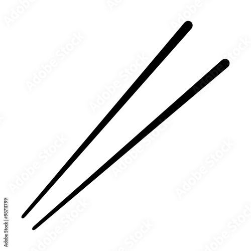 Fotografie, Obraz Chopsticks flat icon for food apps and websites