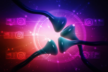 Poster - Synapse and Neuron cells sending electrical chemical signals. 3d rendering