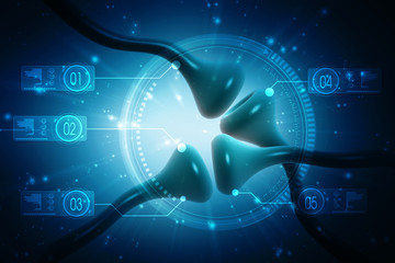 Poster - Synapse and Neuron cells sending electrical chemical signals. 3d rendering
