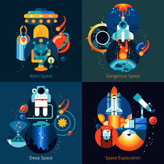 Wall Mural - space flat set