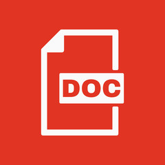 Poster - The DOC icon. Text file format symbol. Flat