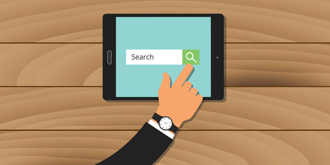 Fototapete - search engine analytics web tablet hand searching