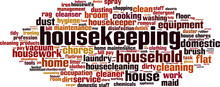 Housekeeping Word Cloud Concept. Vector Illustration