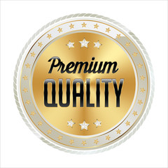 Wall Mural - Badge Gold with White and Black. Shiny Luxury Badge on White Background. Premium Quality.