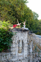 people dance ballet outside city