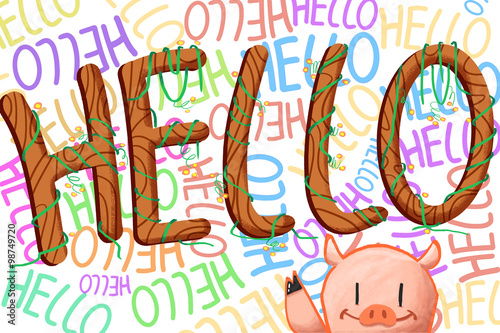 Fotografie, Obraz Illustration for Children: Hello! Realistic Fantastic Cartoon Style Artwork / St