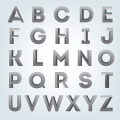 Wall Mural - Creative gray 3d alphabet set. Beautiful bold font.
