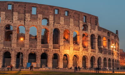 Fototapete - Rome, Italy: Colosseum, Flavian Amphitheatre, in the sunset