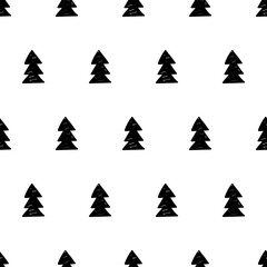 Vector xmas pattern with xmas trees. Scandinavian style.