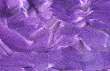 Wall Mural - Wavy fibers merino wool. Background violet. Wool for felting