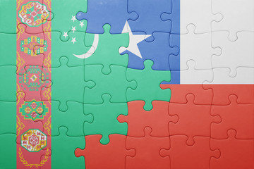 puzzle with the national flag of chile and turkmenistan