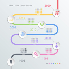 Aufkleber - Road timeline infographic design template with color icons. Vector illustration for workflow layout, diagram, number options, web design.