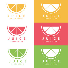 Poster - Set of color lime or lemon fruit drink logo templates. Vector illustration.
