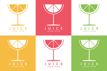 Poster - Set of color lime or lemon fruit drink logo templates. Vector illustration.