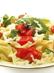 Wall Mural - Pasta Collection - Fettucini with tomatoes, basil and mozarella