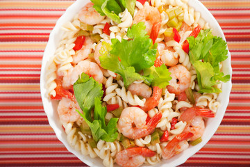 Canvas Print - Fusilli, shrimp and celery salad